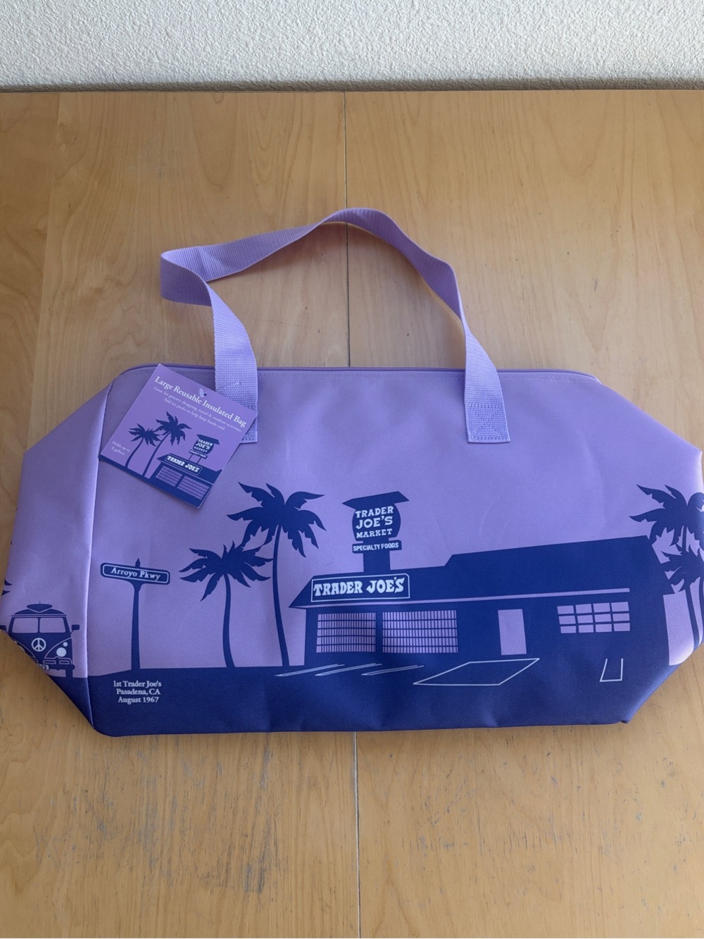 Trader Joe’s Large Insulated Lavender Tote Bag Grocery Shopping Bag